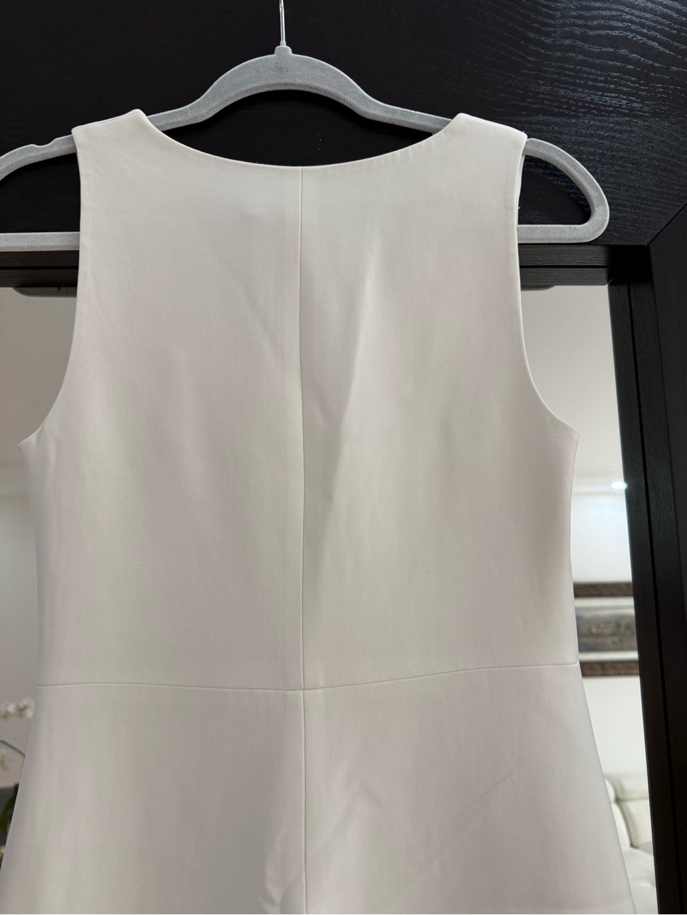 Alexis White Sleeveless V-Neck Midi Dress with Black Buttons - Picture 8 of 8